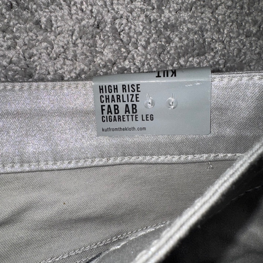 Kut from the Kloth Charlize Fab Ab Cigarette Leg Jeans Sz 10 Silver Metallic NEW - Picture 6 of 12